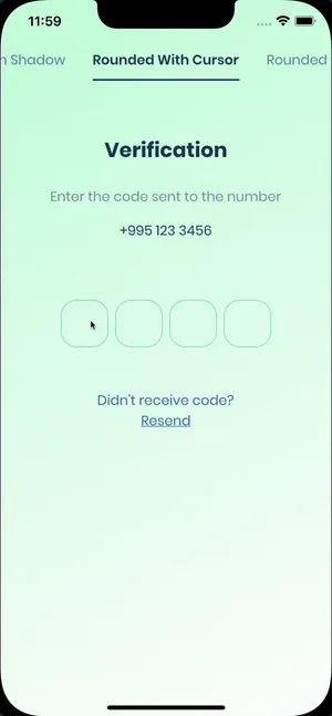 Flutter Pinput Rounded With Cursor
